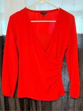 New without Tags Talbots Red Surplice Long-Sleeve Top